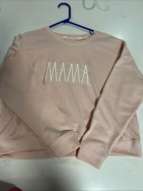 Rae Dunn MAMA Crewneck Sweatshirt - Pale Pink with White Lettering